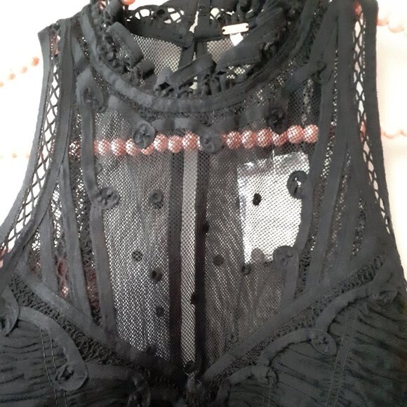 NWT Free People black mesh embroidered eyelet detail dress, S - Picture 14 of 15
